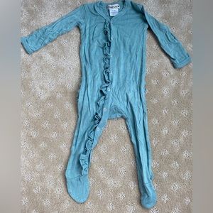 Spearmint ruffle bottom snap onesie